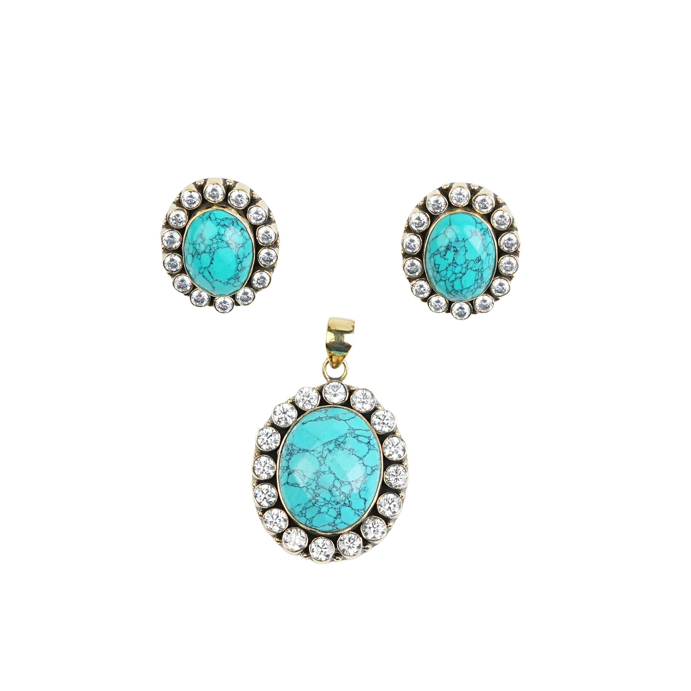Brass Fashion Pendant & Earrings Set without Chain