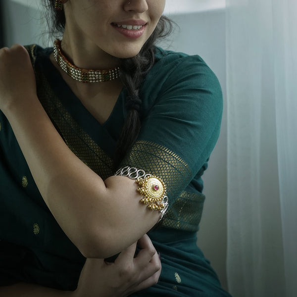 Swarna Rajat Arm Band , Waki |  92.5 Silver | 22K Gold Plated