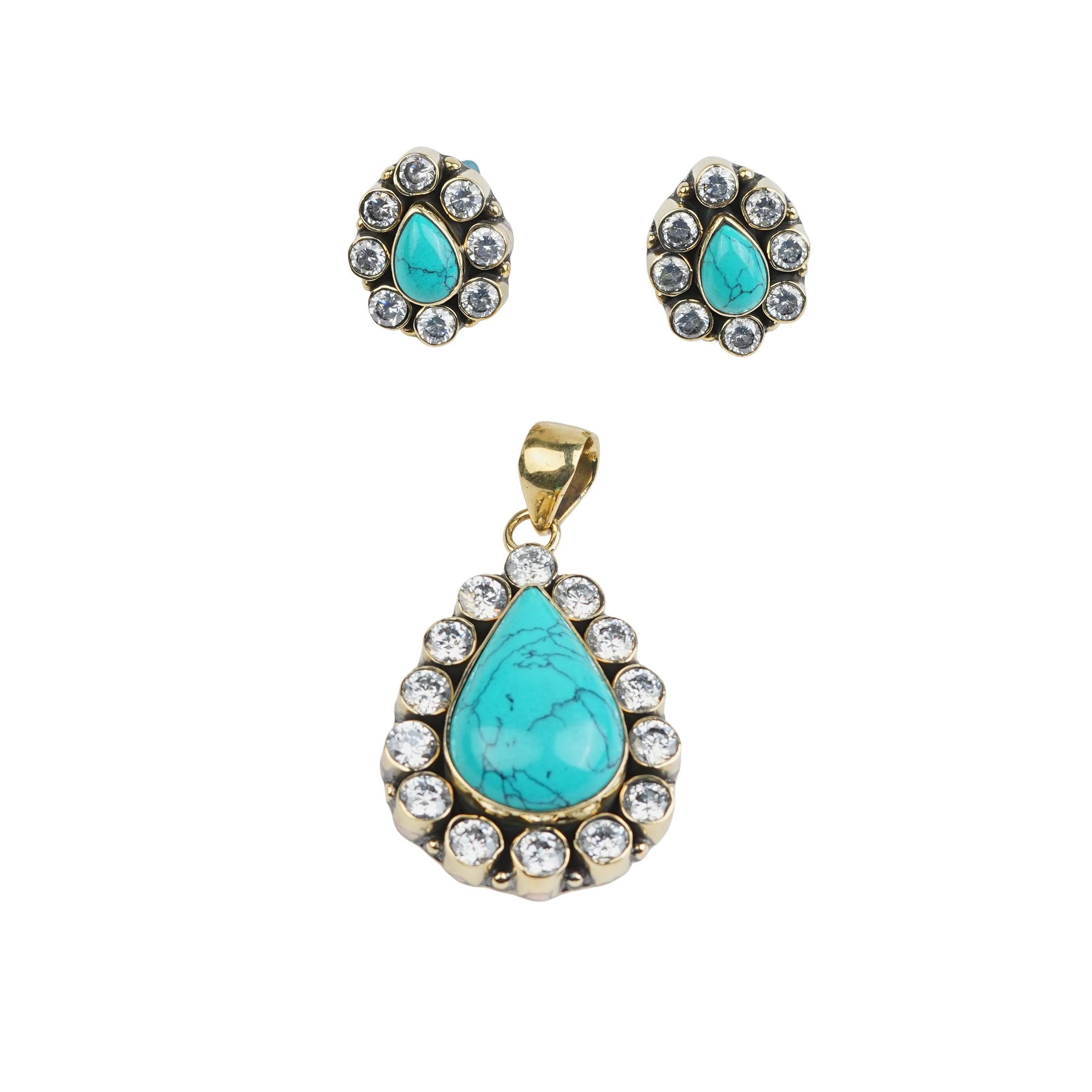 Brass Fashion Pendant & Earrings Set without Chain