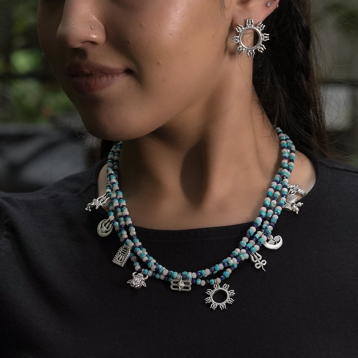 Silver Shiva Multi Charm Necklace [Made to Order]