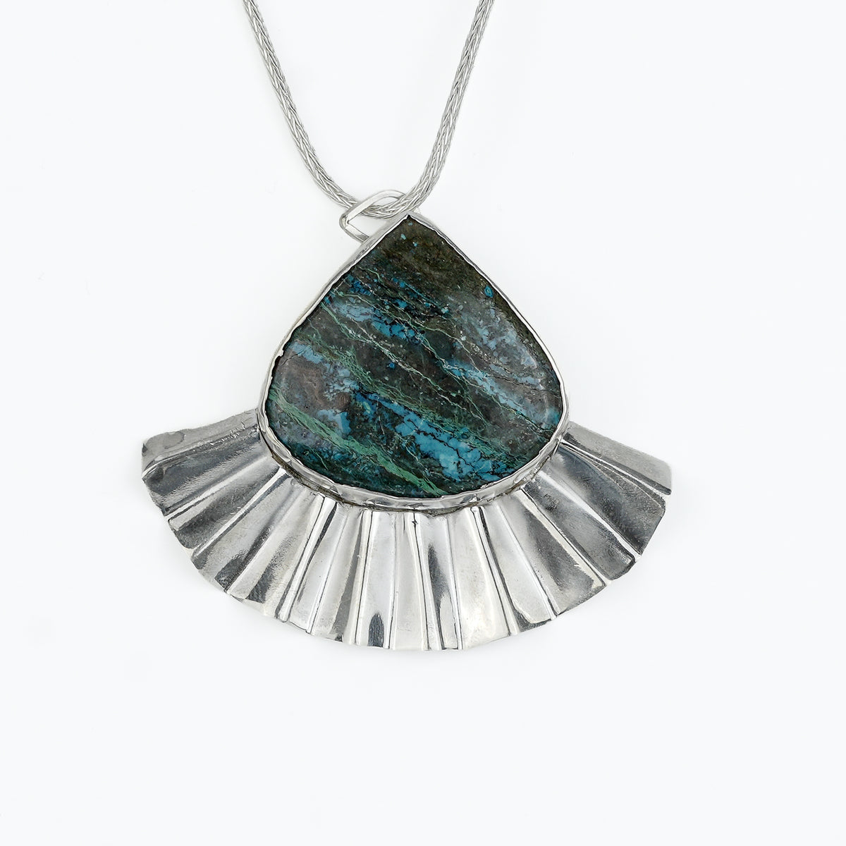 Chrysocolla Statement Pendant Chain Necklace