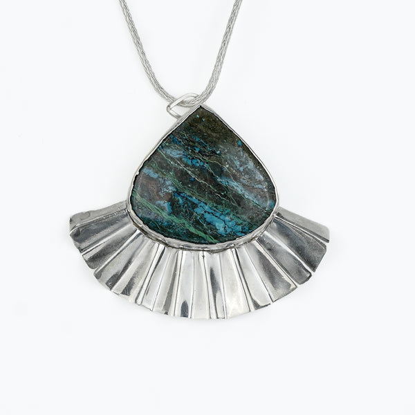Chrysocolla Statement Pendant Chain Necklace