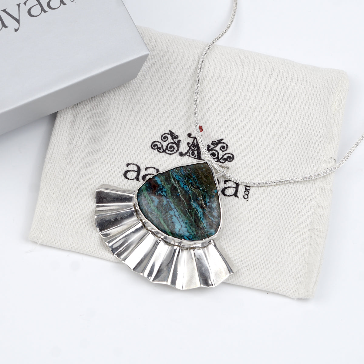 Chrysocolla Statement Pendant Chain Necklace