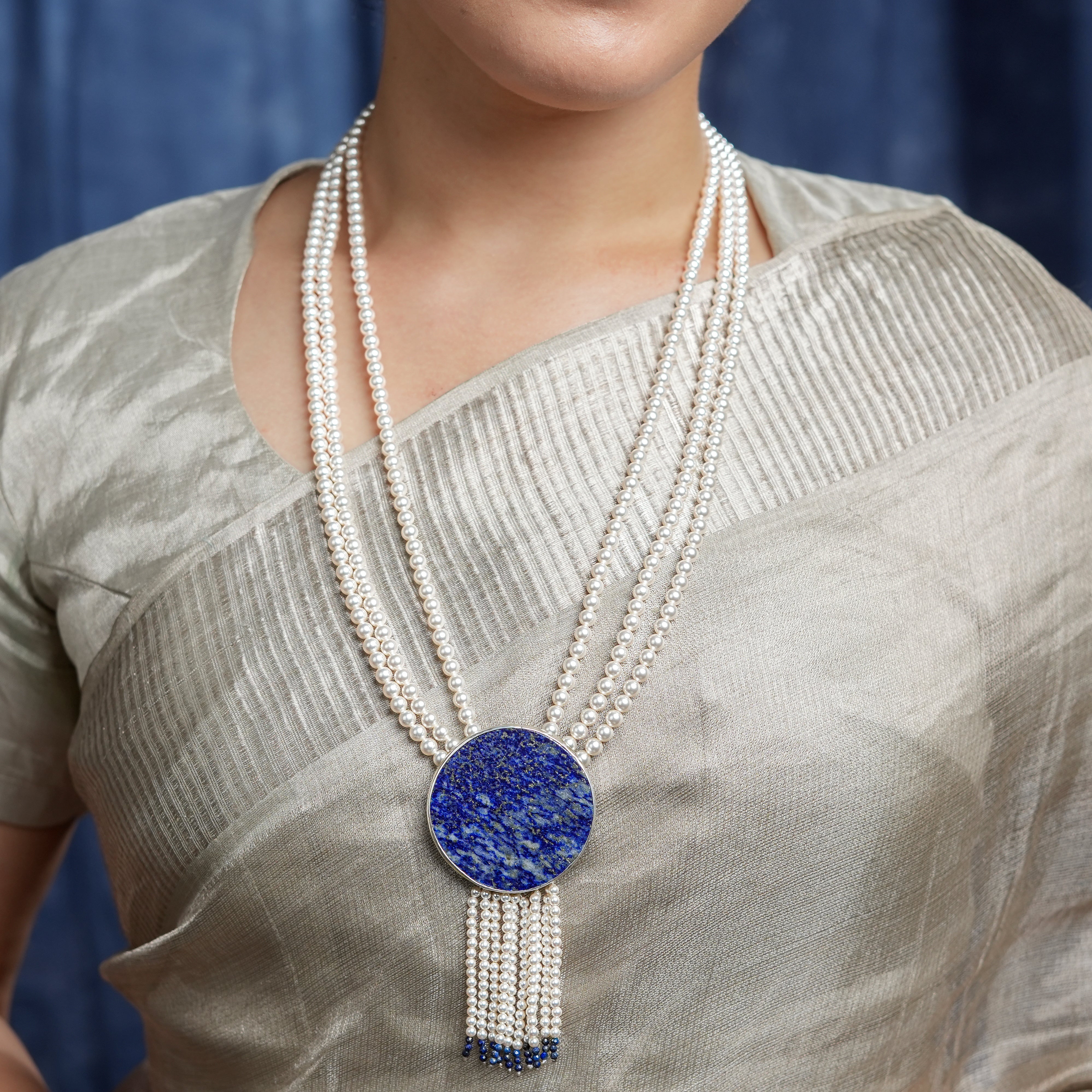 Luxe Necklace – Lapis Lazuli & Pearls