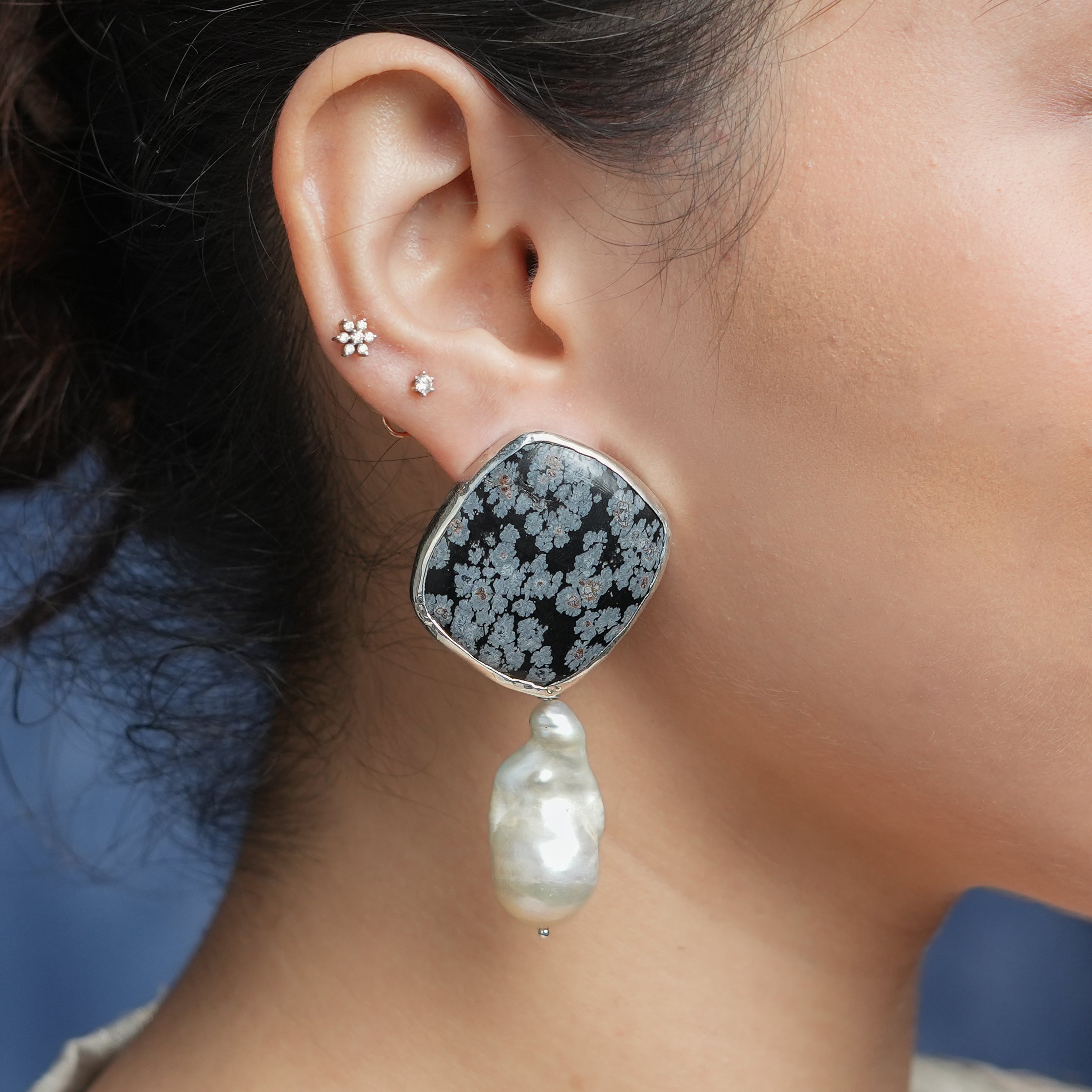 Luxe Earrings – Jasper & Baroque Pearls