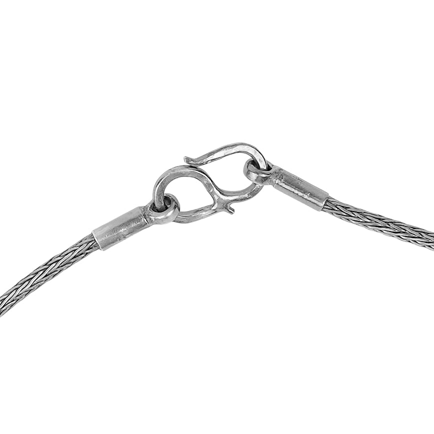 Silver Oxidised Green Onyx Drop Pendant With Pink Stones Chain Necklace