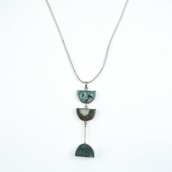 Turquoise Triple Moon Pendant Chain Necklace