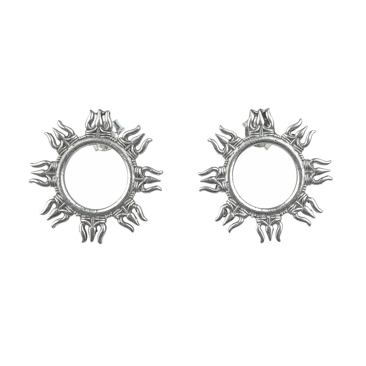 Silver Trishul Earrings