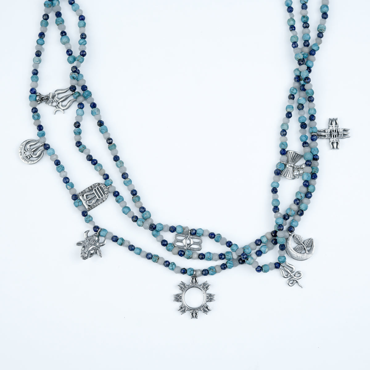 Silver Shiva Multi Charm Necklace [Made to Order]