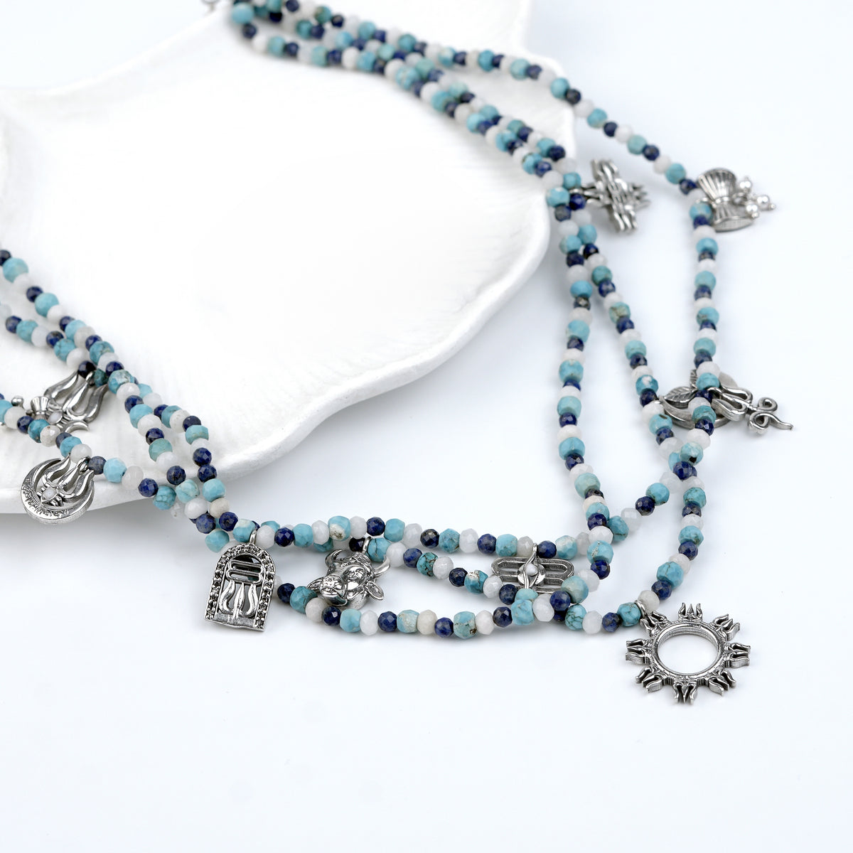 Silver Shiva Multi Charm Necklace [Made to Order]