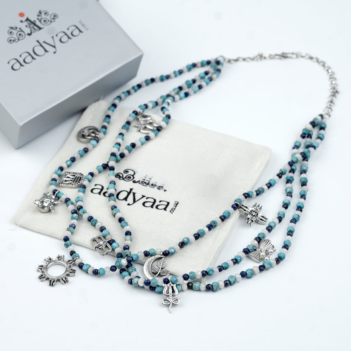 Silver Shiva Multi Charm Necklace [Made to Order]