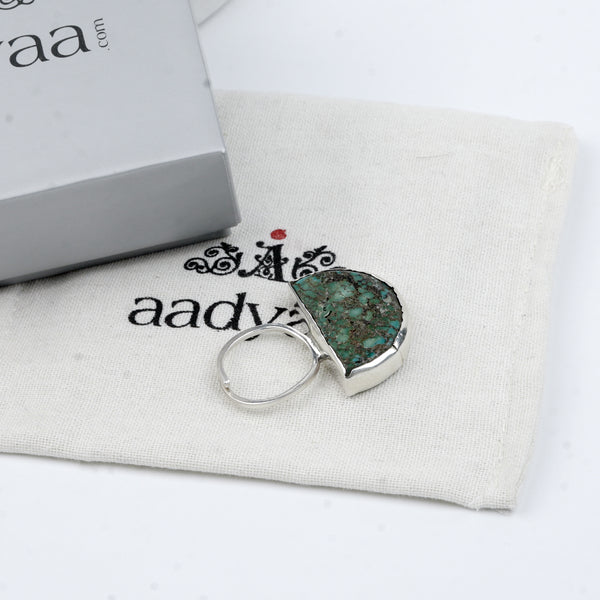 Half Moon Turquoise Geometric Ring