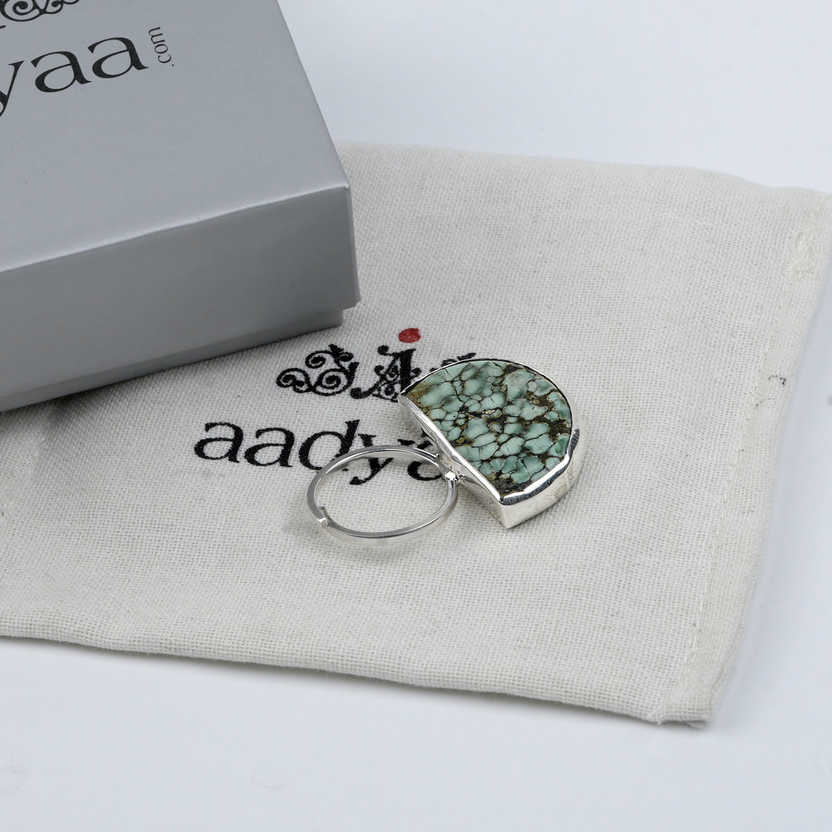 Half Moon Turquoise Geometric Ring
