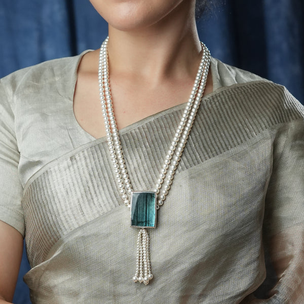 Luxe Necklace – Labradorite & Pearls