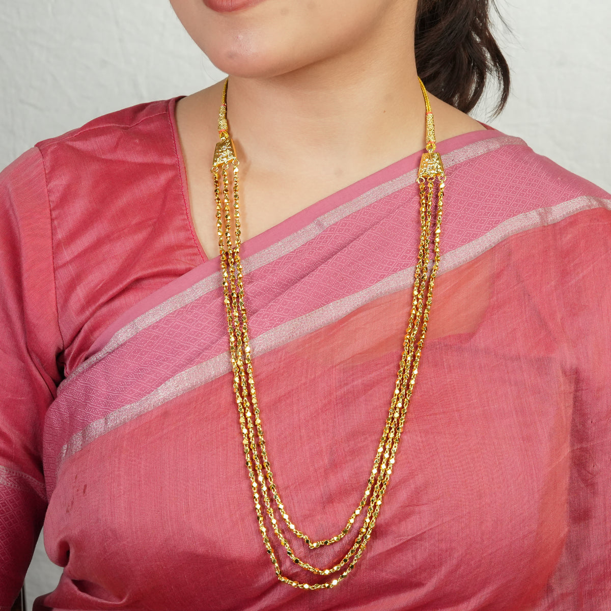 22K Gold Plated Fashion Ashtapailu Maal – 3 Layer Small