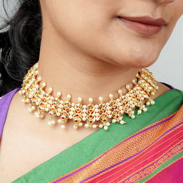 22K Gold Plated Fashion Pearl Chinchpeti