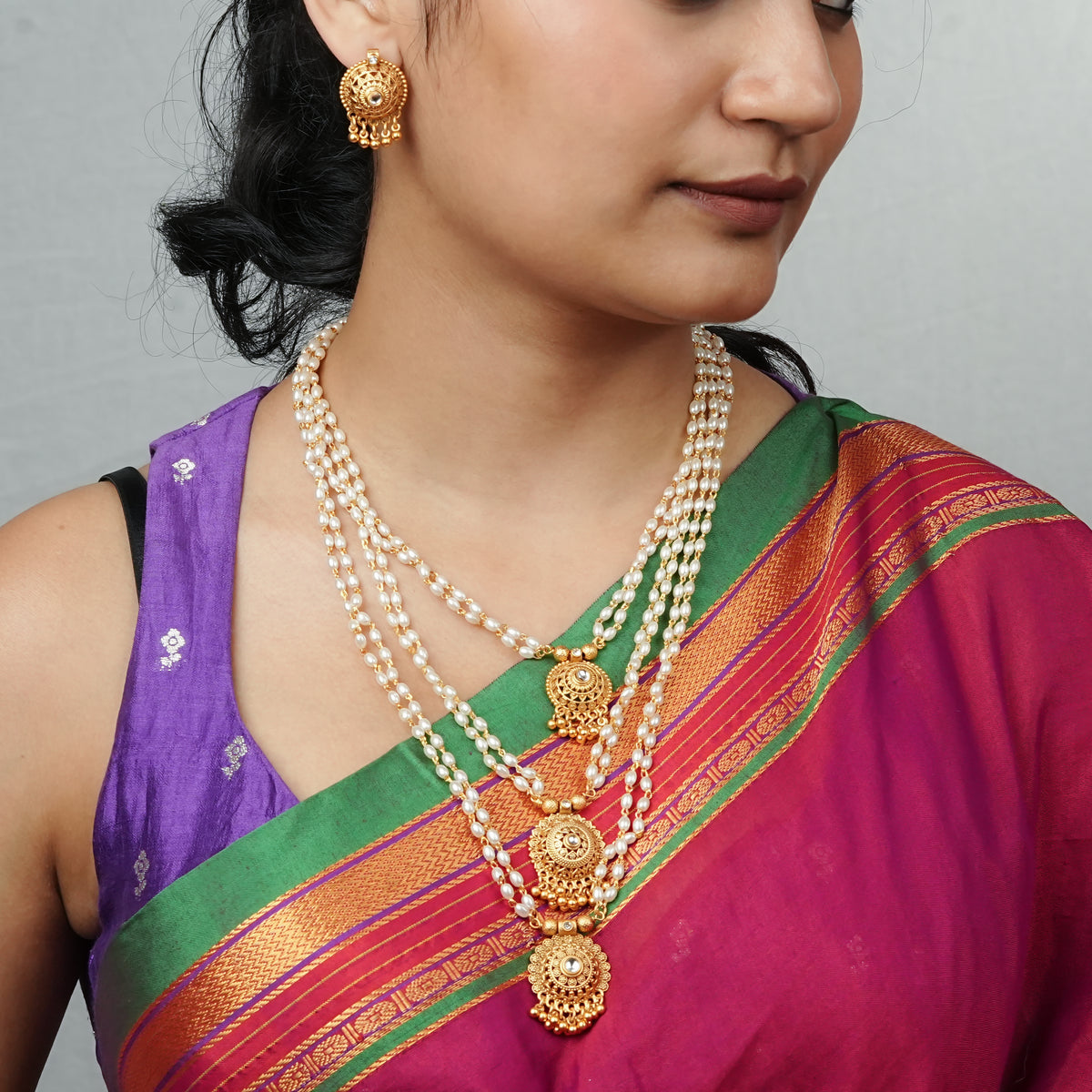 22K Gold Plated Fashion 3 – Layer Pearl Set