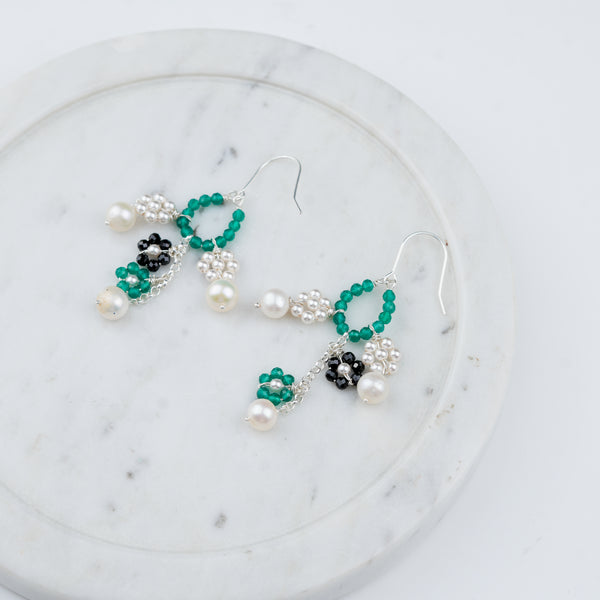 Multicolour Stone Flower Cluster Earrings (Project Handmade)