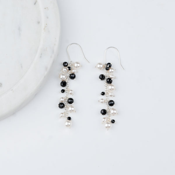 Black Spinel & Pearl Earrings (Project Handmade)