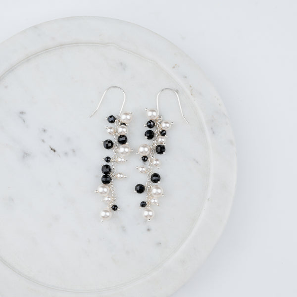 Black Spinel & Pearl Earrings (Project Handmade)