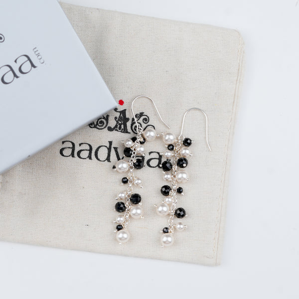Black Spinel & Pearl Earrings (Project Handmade)