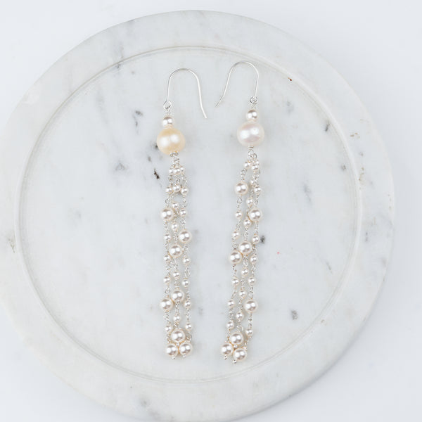 Pearl Flow Silver Earrings (Project Handmade)