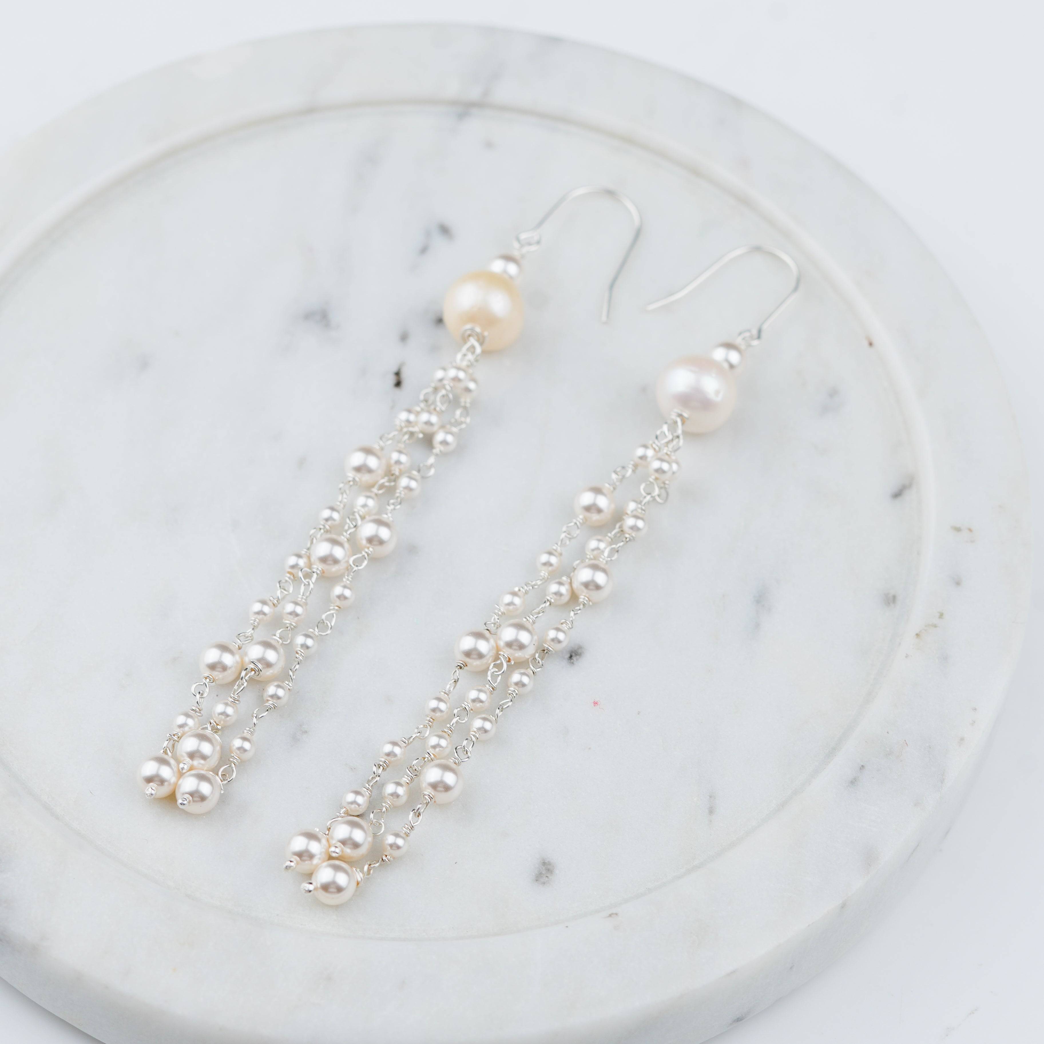 Project Handmade Pearl Flow Silver Earrings