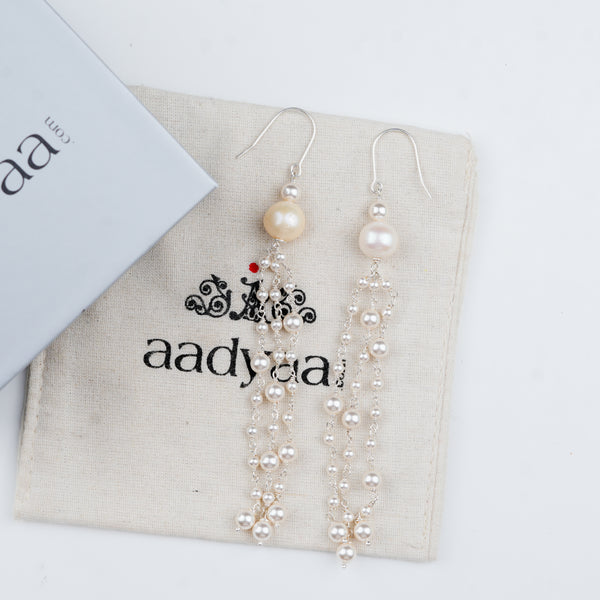 Pearl Flow Silver Earrings (Project Handmade)