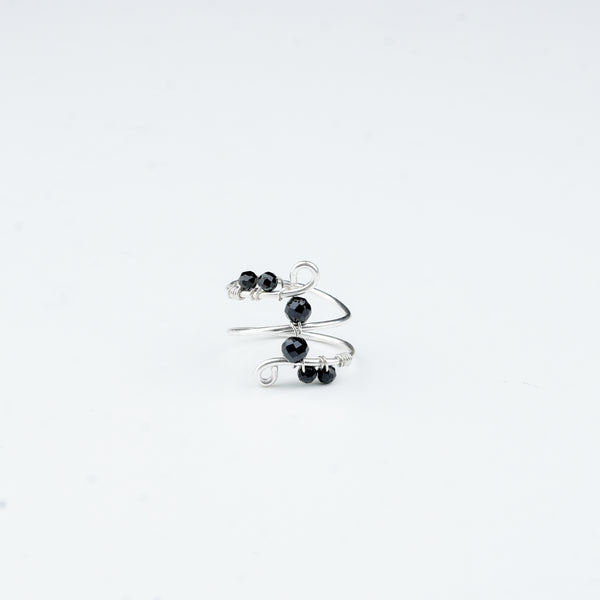 Project Handmade black spinel silver ring