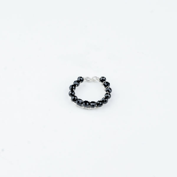Premium 92.5 sterling silver Black Spinel Wrapped Ring