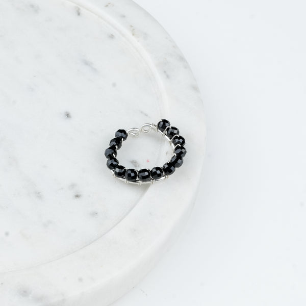 Project Handmade black spinel silver ring