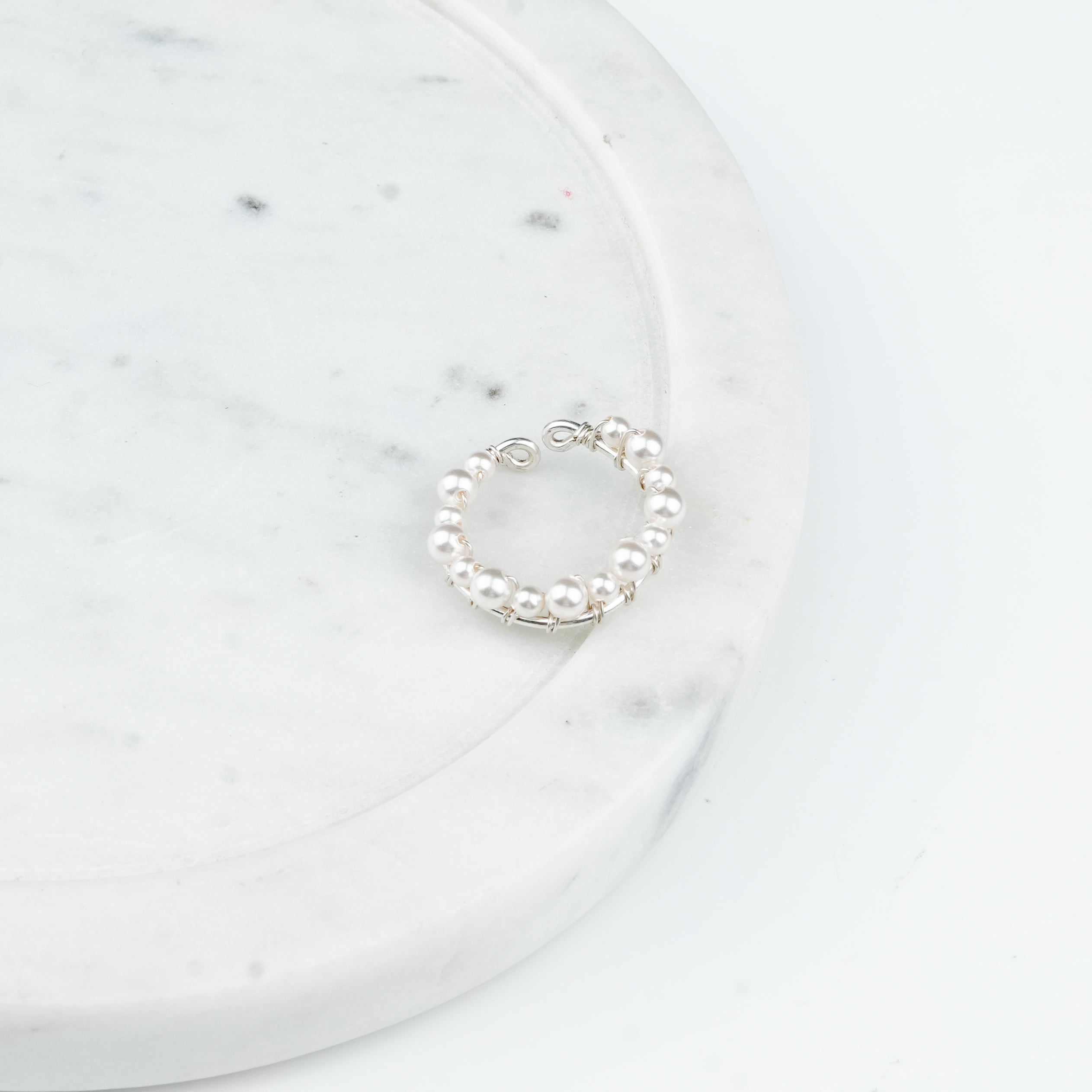White Pearl Silver Ring (Project Handmade)