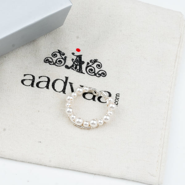 Sterling silver ring with lustrous white pearl