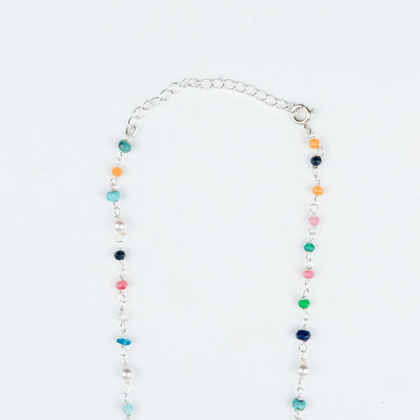Close-up of Multicolour Small Stone Ganthan Necklace craftsmanship
