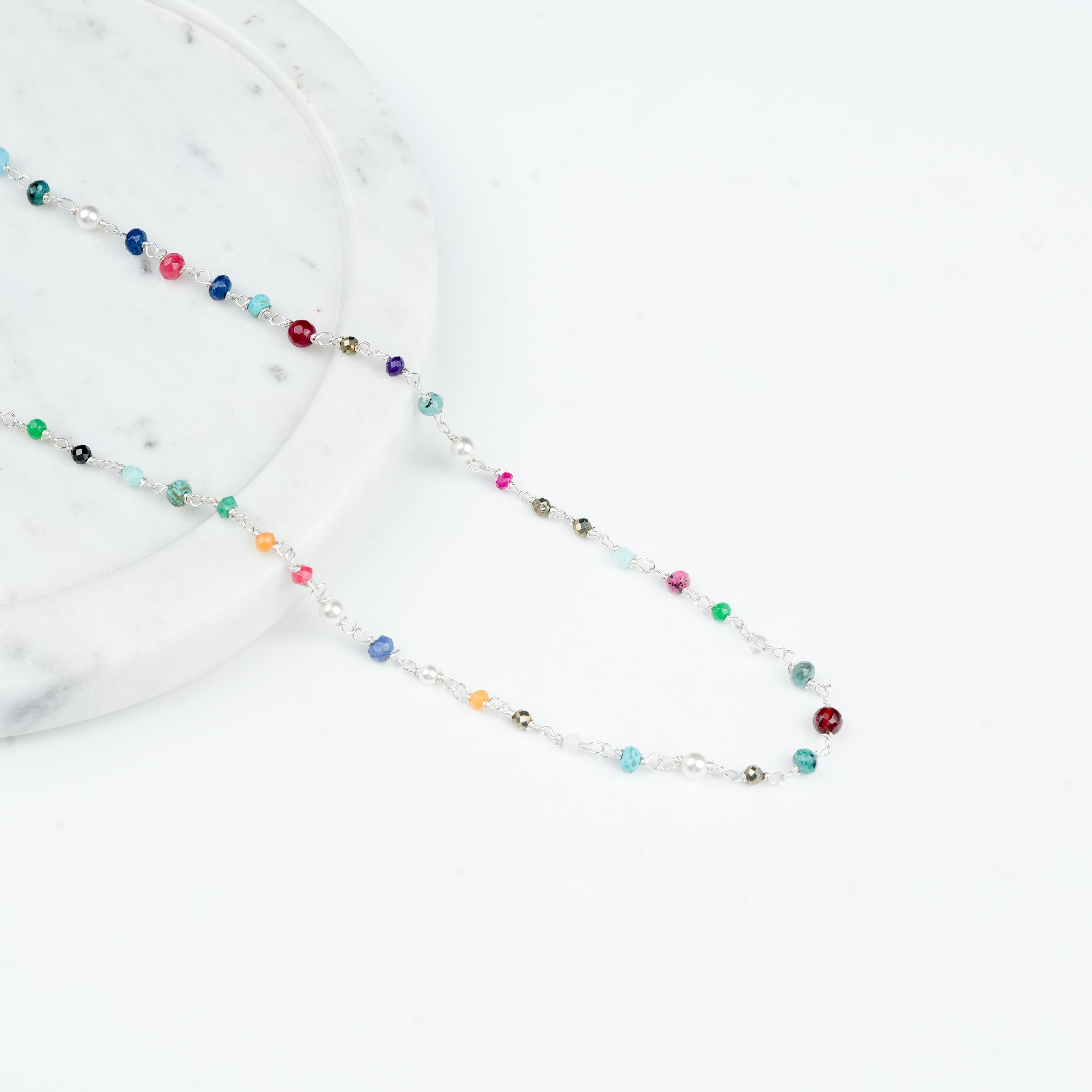 Multicolour Small Stone Ganthan Necklace – 24 Inches (Project Handmade)