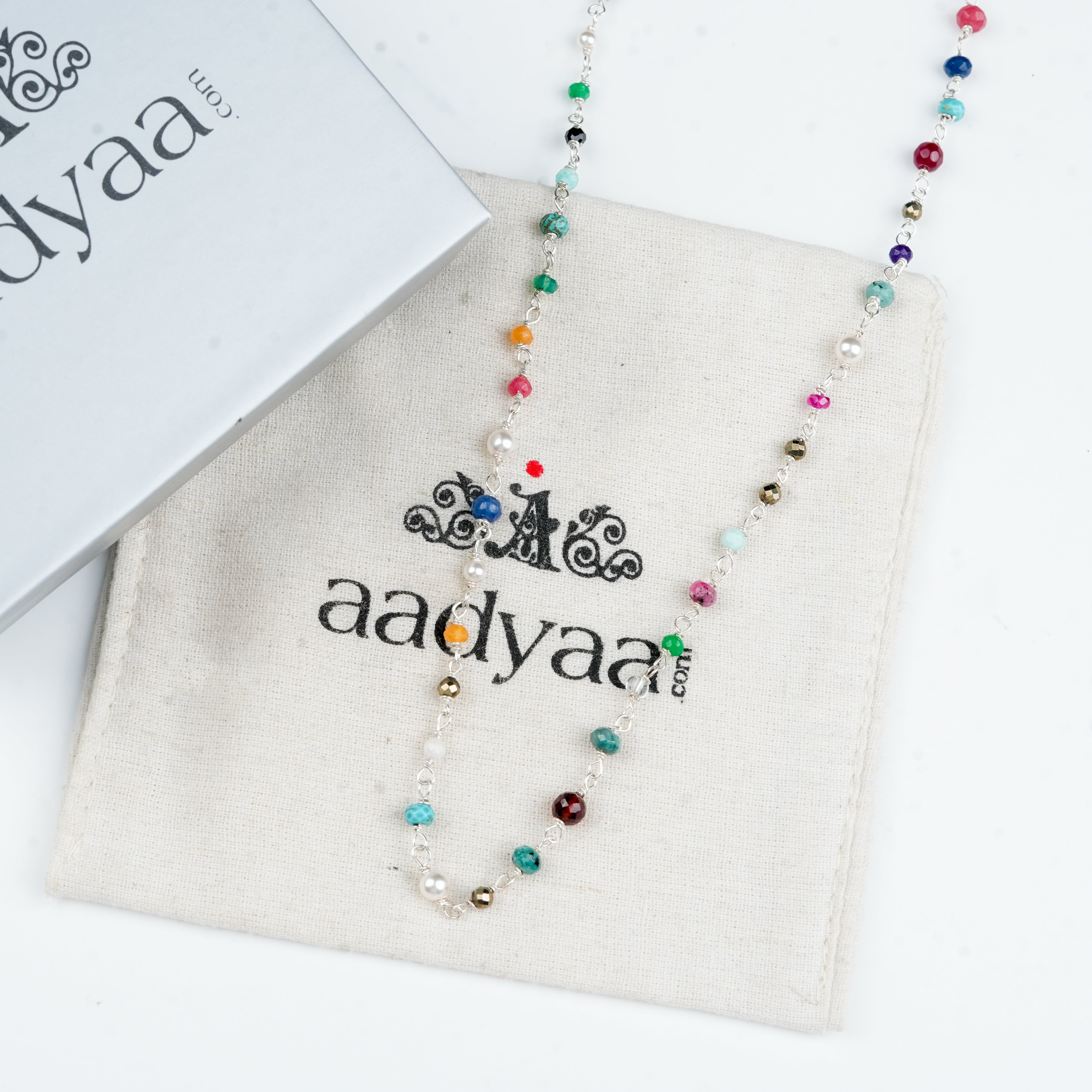 Multicolour Small Stone Ganthan Necklace – 24 Inches (Project Handmade)