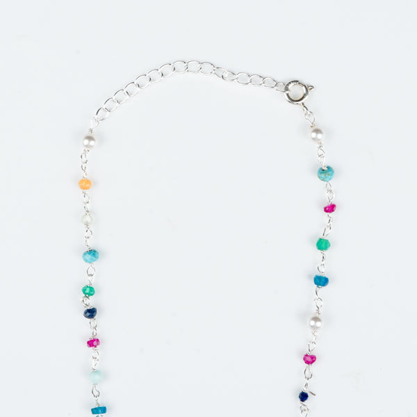 Multicolour Small Stone Ganthan Necklace with Pearls – 20 Inches (Project Handmade)