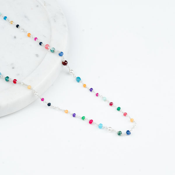 Close-up of Multicolour Small Stone Ganthan Necklace craftsmanship