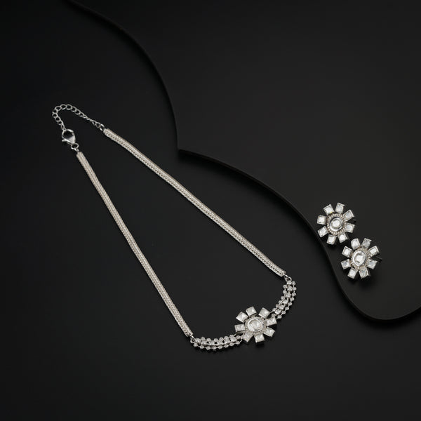 Polki Choker Silver Set with Moissanite