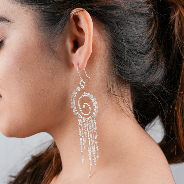 Labradorite Spiral Silver Earrings (Project Handmade)