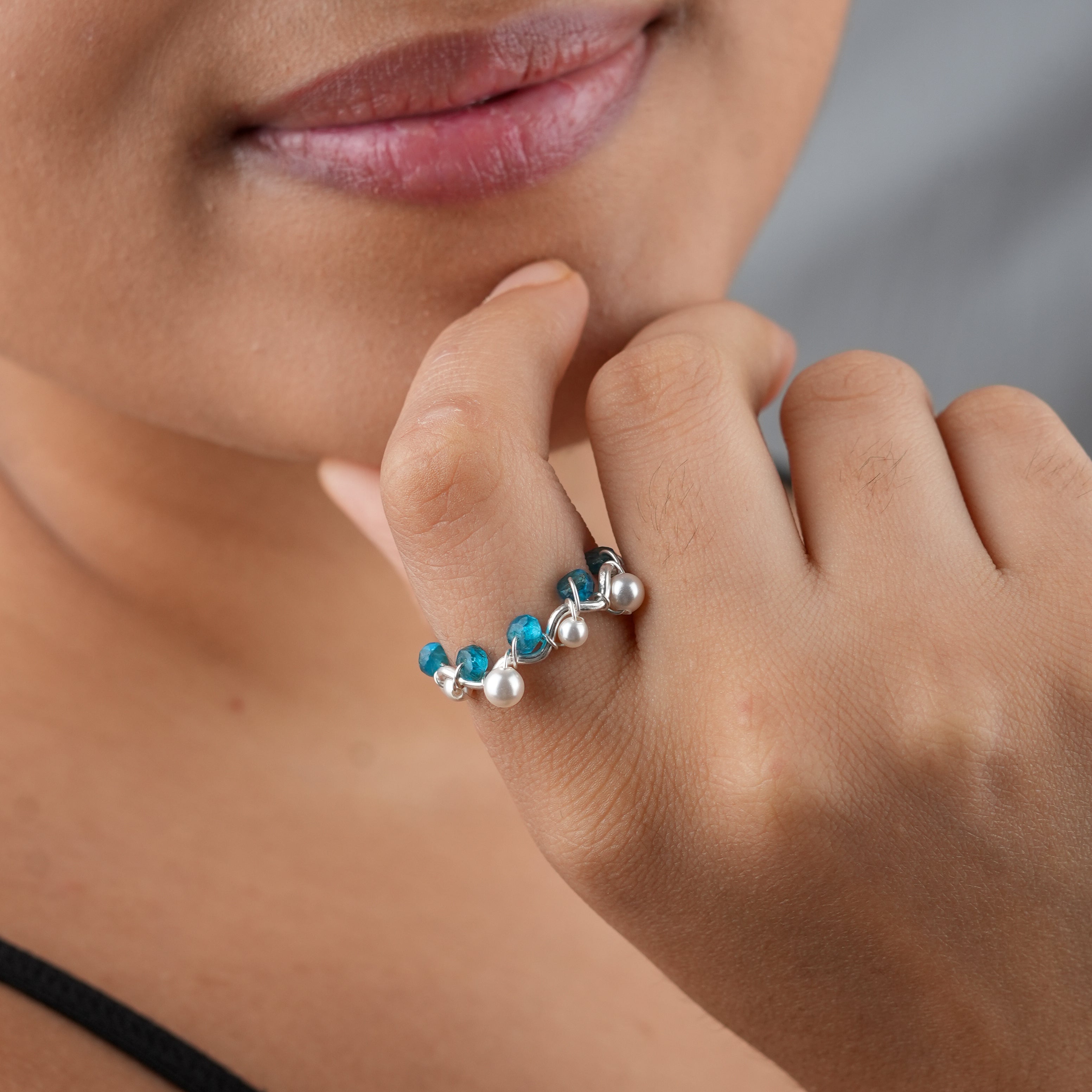 Rhodolite & Pearl Silver Ring (Project Handmade)