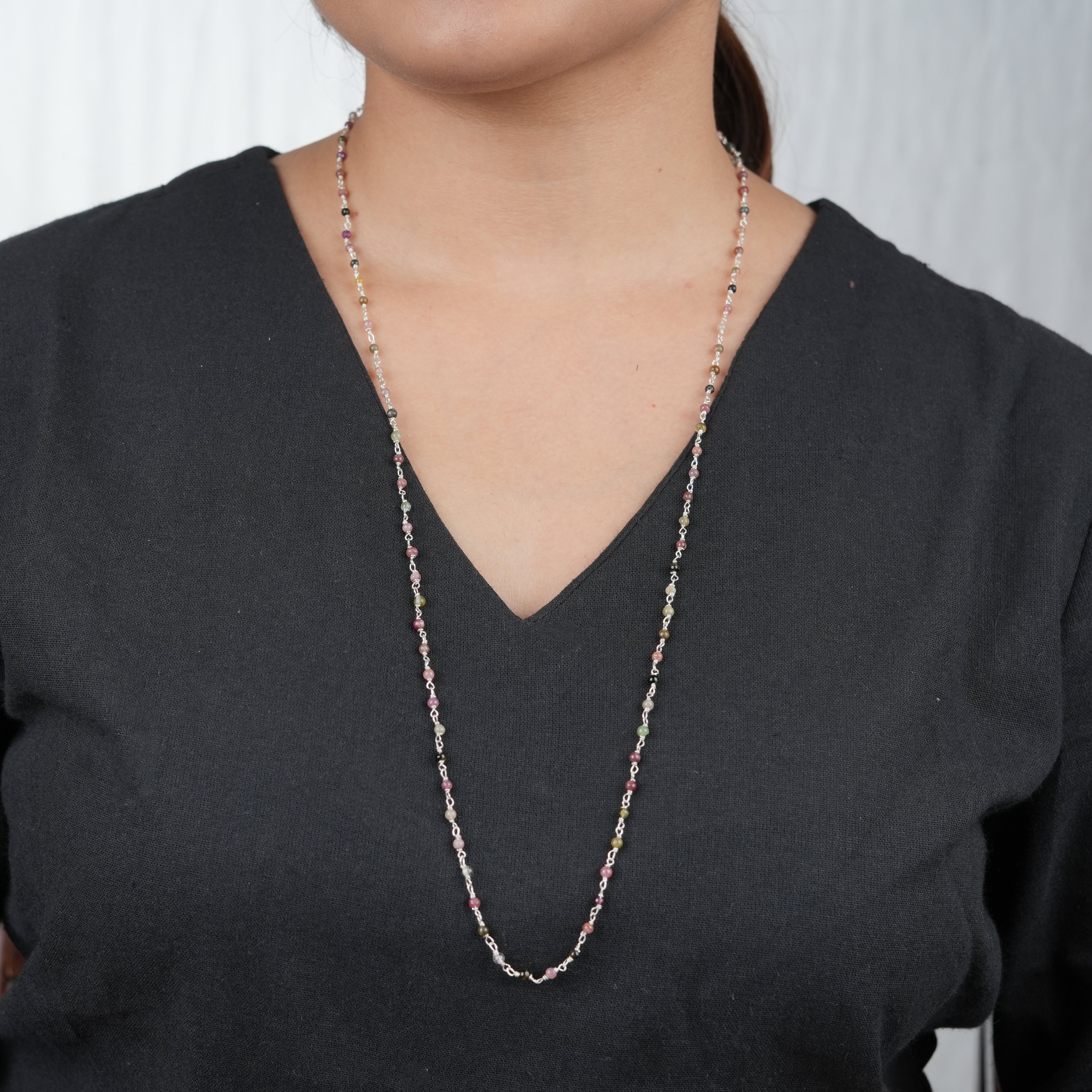 Tourmaline Ganthan Necklace – 26 Inches (Project Handmade)