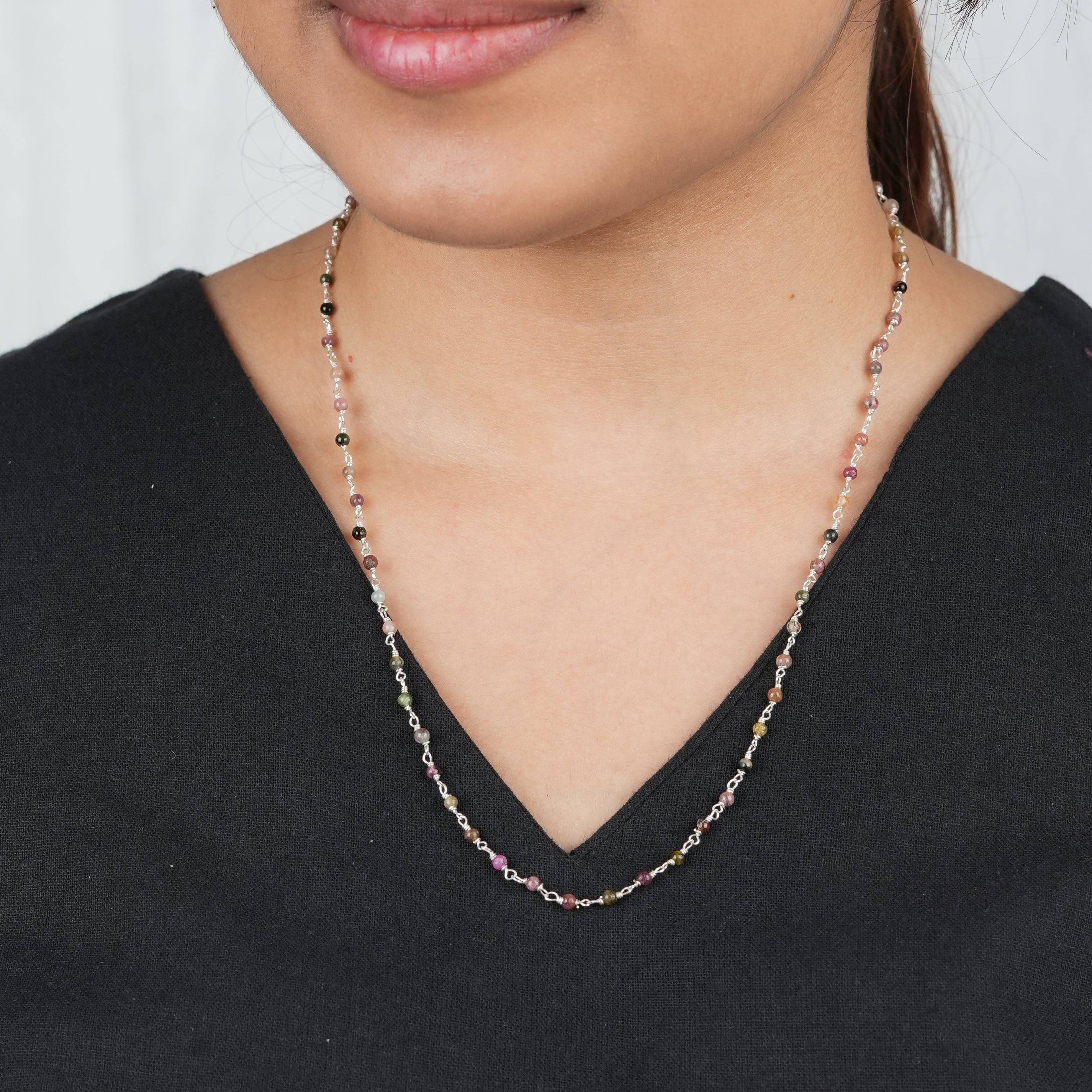 Handcrafted 20-inch tourmaline Ganthan necklace for women