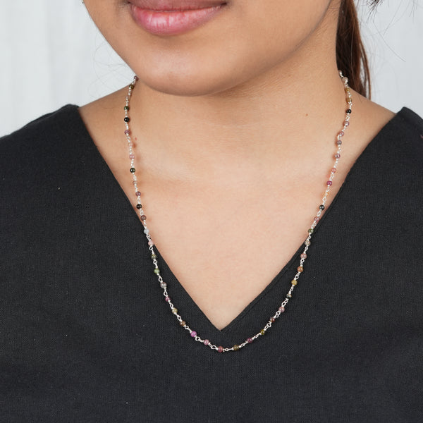 Handcrafted 20-inch tourmaline Ganthan necklace for women