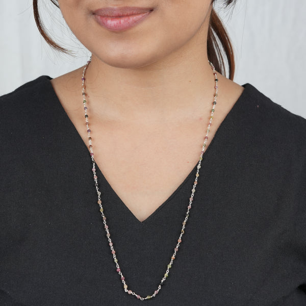 Handcrafted 24-inch tourmaline Ganthan necklace for women