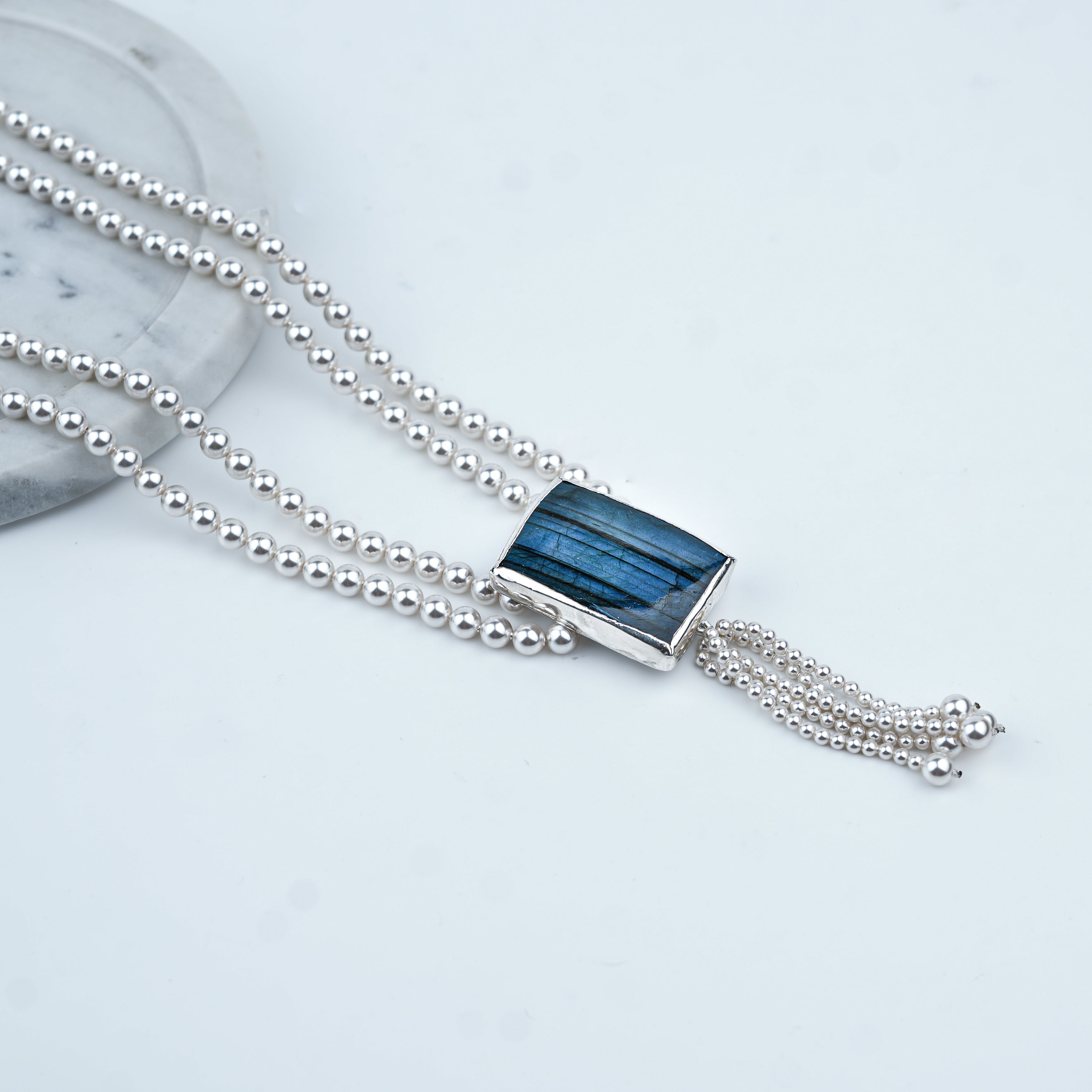 Luxe Necklace – Labradorite & Pearls