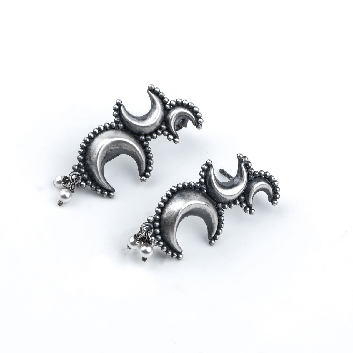 Oxidised Silver Chandrakor Earrings