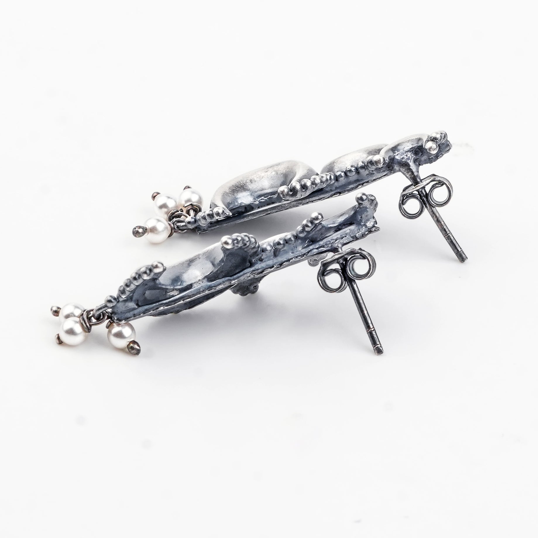 Oxidised Silver Chandrakor Earrings
