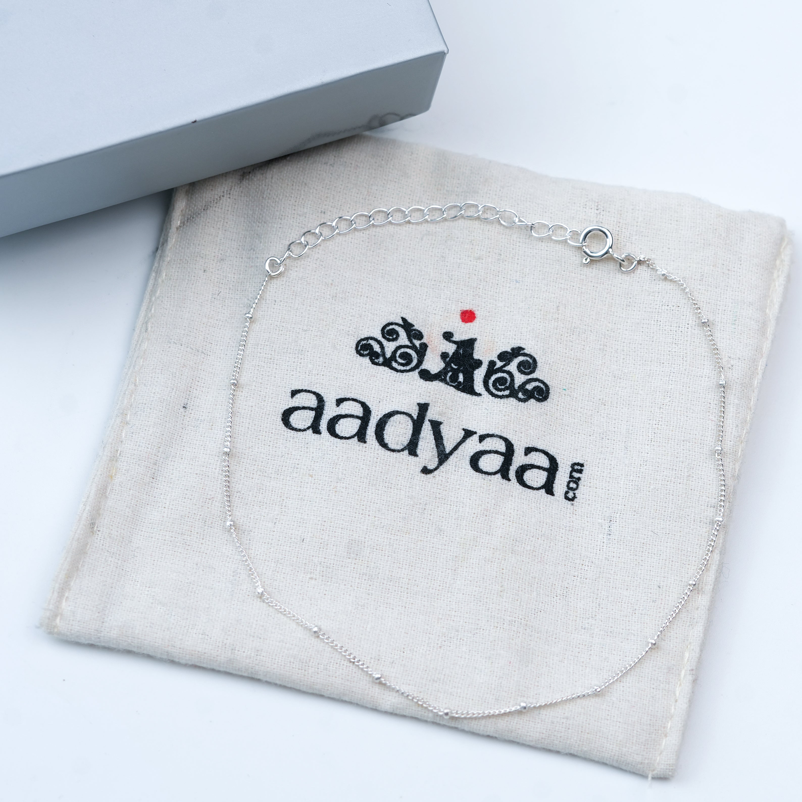 Silver Beaded Chain Anklet