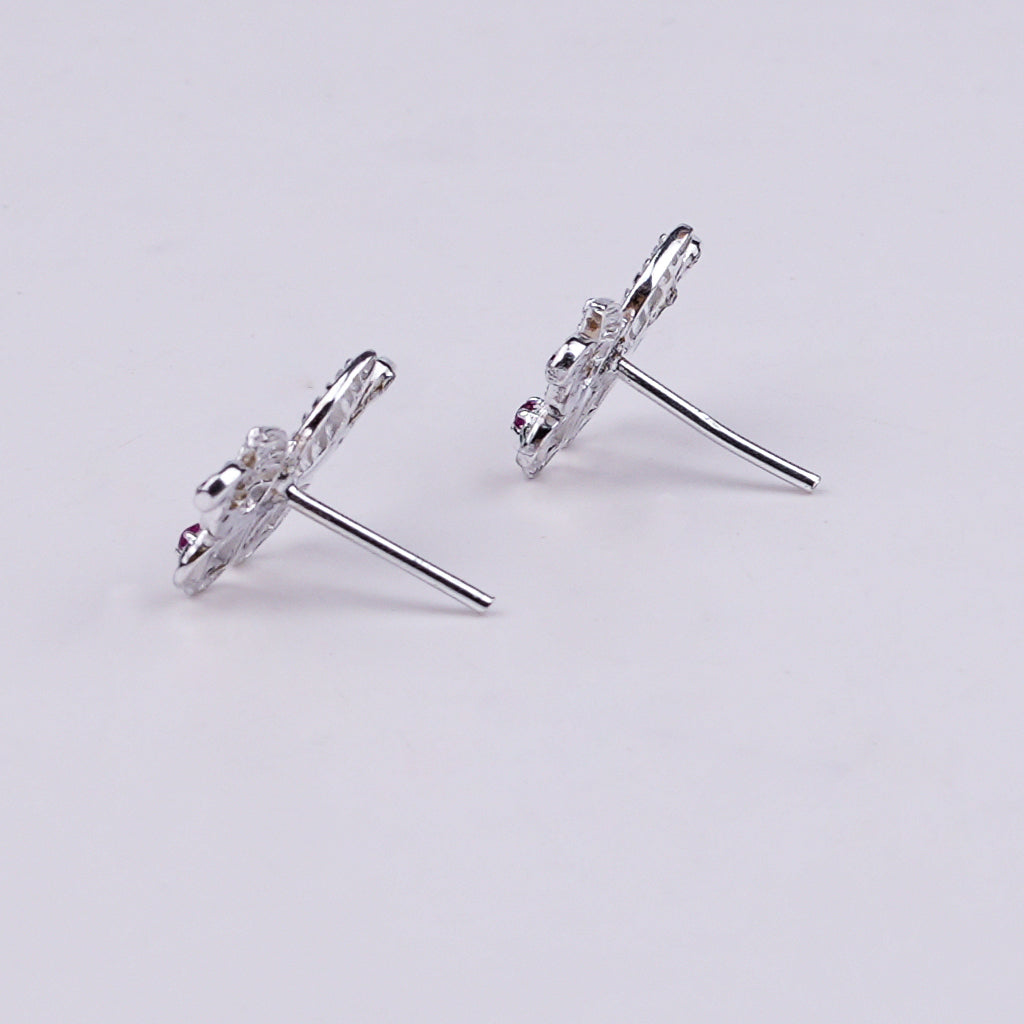 Silver CZ Butterfly Stud Earrings